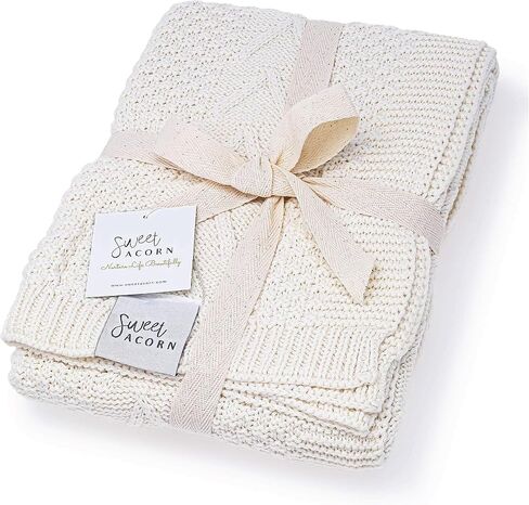 Knit Baby Blanket in Elegant Pattern, Organic Cotton Blankets for Crib or Stroller, Receiving Blankets - Salt White in Saudi Arabia