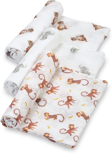 LollyBanks Baby Swaddle Blankets, 100% Organic Cotton Muslin Baby Blanket | 47" x 47", Lightweight Receiving Blanket for Nursing, Stroller, Boys & Girls (Golf Print) in Saudi Arabia