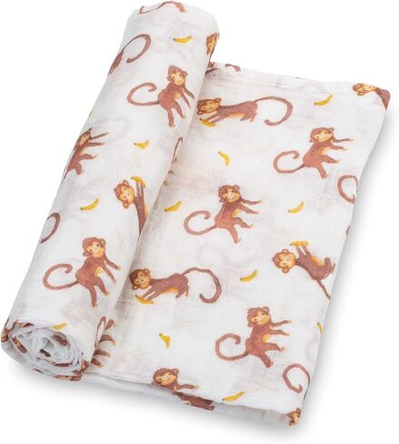 LollyBanks Baby Swaddle Blankets, 100% Organic Cotton Muslin Baby Blanket | 47" x 47", Lightweight Receiving Blanket for Nursing, Stroller, Boys & Girls (Golf Print) in Saudi Arabia