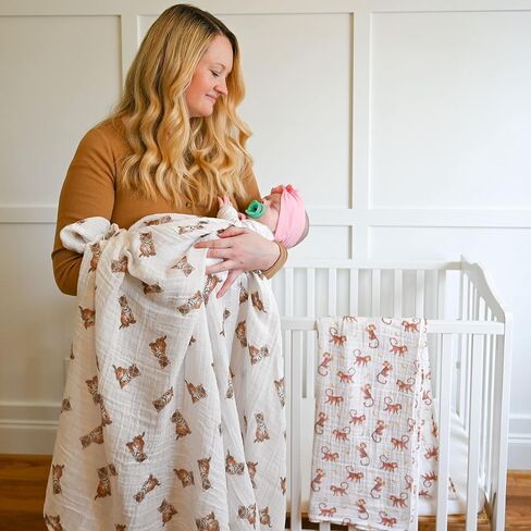 LollyBanks Baby Swaddle Blankets, 100% Organic Cotton Muslin Baby Blanket | 47" x 47", Lightweight Receiving Blanket for Nursing, Stroller, Boys & Girls (Golf Print) in Saudi Arabia