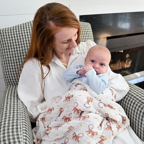 LollyBanks Baby Swaddle Blankets, 100% Organic Cotton Muslin Baby Blanket | 47" x 47", Lightweight Receiving Blanket for Nursing, Stroller, Boys & Girls (Golf Print) in Saudi Arabia