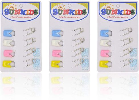 NX Garden 12pcs Curved Safety Pins Plastic Head Safety Locking Baby Cloth Diaper Nappy Pins for Baby Care in Saudi Arabia