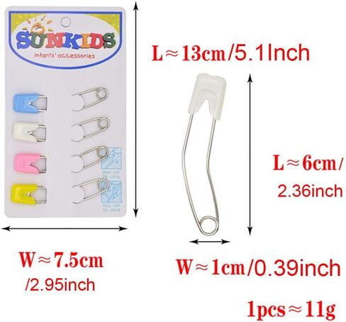 NX Garden 12pcs Curved Safety Pins Plastic Head Safety Locking Baby Cloth Diaper Nappy Pins for Baby Care in Saudi Arabia