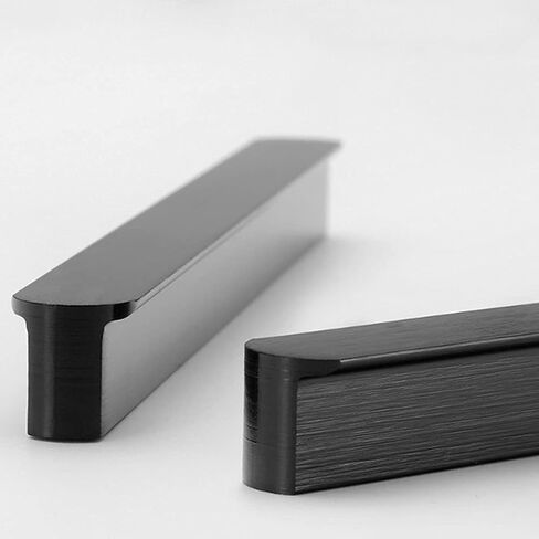 D Handle,Door Cupboard Knobs,Furniture Drawer Pulls,Hidden Kitchen Door Handles 2 Pcs Black Cabinet Handles Aluminum Invisible Door Handle with Screws Drawer Handles for Wardrobe,Home Decor,Furniture, in Kuwait