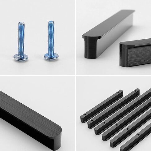D Handle,Door Cupboard Knobs,Furniture Drawer Pulls,Hidden Kitchen Door Handles 2 Pcs Black Cabinet Handles Aluminum Invisible Door Handle with Screws Drawer Handles for Wardrobe,Home Decor,Furniture, in Kuwait