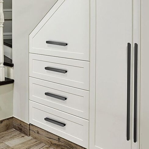 D Handle,Door Cupboard Knobs,Furniture Drawer Pulls,Hidden Kitchen Door Handles 2 Pcs Black Cabinet Handles Aluminum Invisible Door Handle with Screws Drawer Handles for Wardrobe,Home Decor,Furniture, in Kuwait