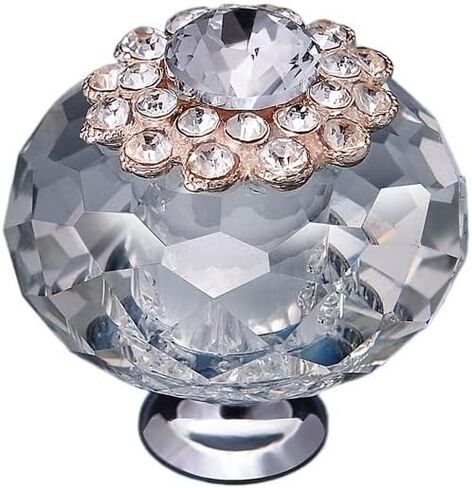 MAHIE 40MM Crystal Knob European Modern Crystal Furniture Handle Wardrobe Door Shower Room Glass Drawer Handle Diamond Pearl Handle Cheerfully (Color : 3, Size : 40mm X 45mm) in Kuwait