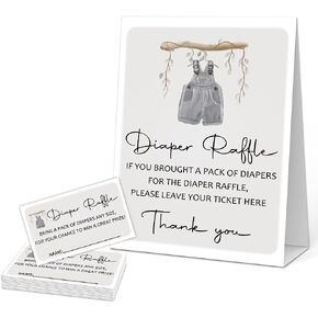 مجموعة ألعاب استحمام الطفل - تتضمن 1 لافتة يانصيب للحفاضات و50 تذكرة يانصيب للحفاضات، ملابس بوهو بوي للأطفال، لوازم تزيين حمام الطفل لألعاب الحفلات التي تكشف عن جنس الطفل - niaobu-b011 in Kuwait