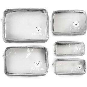 Beary Tidy 5 Piece Diaper Bag Organizer Pouch Set, Clear with Zippers and Nestable in Saudi Arabia