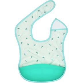 GAJIGAJI Waterproof Baby Bib with Silicone Food Catcher Pocket, Adjustable Feeding Bib Fit for 6-24 Month Toddlers