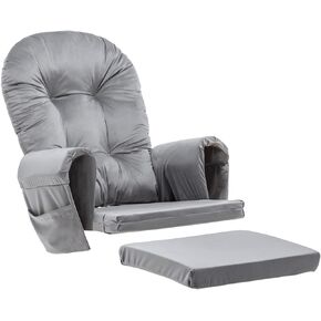 Paddie Glider Rocker Replacement Cushions Velvet with Storage, Rocking Chair Cushion Set with Ties, 5PCS, Beige