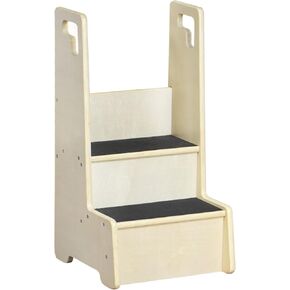 RRI Goods 2 Step Up Stool for Toddlers and Kids with Support Handles and Non Slip, Montessori Wooden Reach Up Safety Steps for Bathroom, Kitchen [Black] in Kuwait