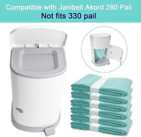 6 Pack Adult Diaper Disposal Liners Refills Compatible with Janibell Akord 280 Slim Adult Diaper Disposal System and Akord Slim Incontinence Disposal System(NOT Compatible with 330 pails) in Saudi Arabia