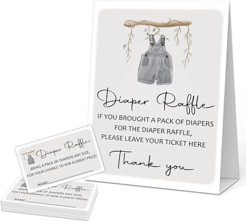 مجموعة ألعاب استحمام الطفل - تتضمن 1 لافتة يانصيب للحفاضات و50 تذكرة يانصيب للحفاضات، ملابس بوهو بوي للأطفال، لوازم تزيين حمام الطفل لألعاب الحفلات التي تكشف عن جنس الطفل - niaobu-b011 in Kuwait