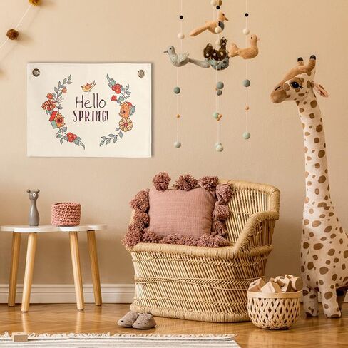 2Pcs Blank Printing Wall Banner, Canvas Hanging Flags, Wall Sign Decor for Bedroom, Baby Nursery and Playroom.（beige） in Saudi Arabia