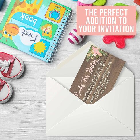 25 Book Request Baby Shower Guest Book Alternative - Deer Baby Shower Invitation Inserts, Books For Baby Shower Request Cards, Bring A Book Instead Of A Card, Baby Shower Book Request For Girls in Saudi Arabia