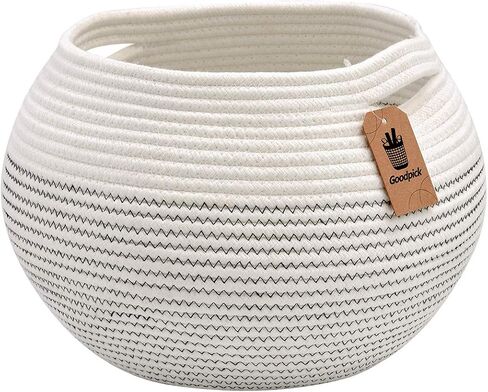 Goodpick Round Small Wicker Storage Basket for Shelves, 10" x 8.3", Jute | Woven Baby Basket with Handles， Decorative Gift Basket, Fits Living Room Nursery Toys & Towels Storage, Plant Baskets Indoor in Saudi Arabia