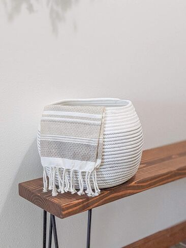 Goodpick Round Small Wicker Storage Basket for Shelves, 10" x 8.3", Jute | Woven Baby Basket with Handles， Decorative Gift Basket, Fits Living Room Nursery Toys & Towels Storage, Plant Baskets Indoor in Saudi Arabia