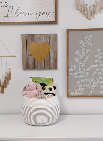 Goodpick Round Small Wicker Storage Basket for Shelves, 10" x 8.3", Jute | Woven Baby Basket with Handles， Decorative Gift Basket, Fits Living Room Nursery Toys & Towels Storage, Plant Baskets Indoor in Saudi Arabia