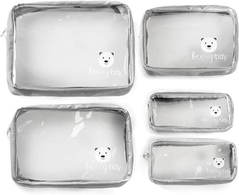 Beary Tidy 5 Piece Diaper Bag Organizer Pouch Set, Clear with Zippers and Nestable in Saudi Arabia