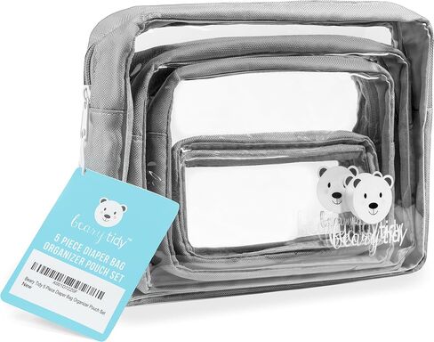 Beary Tidy 5 Piece Diaper Bag Organizer Pouch Set, Clear with Zippers and Nestable in Saudi Arabia