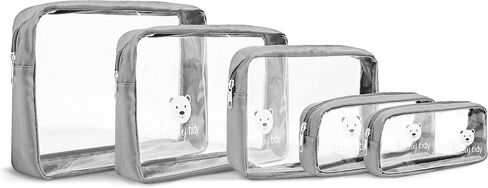 Beary Tidy 5 Piece Diaper Bag Organizer Pouch Set, Clear with Zippers and Nestable in Saudi Arabia