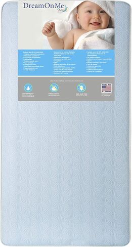 Dream On Me Moonlight Crib and Toddler Bed 130 Coil Mattress I Waterproof I Green Guard Gold Certified I 10 Years Manufacture Warranty I Vinyl Cover I Made In The U.S.A in Saudi Arabia