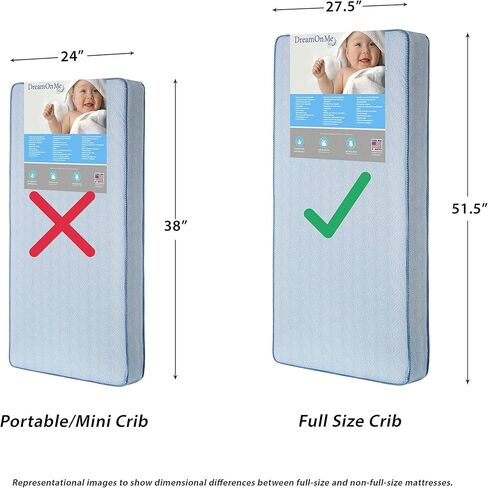 Dream On Me Moonlight Crib and Toddler Bed 130 Coil Mattress I Waterproof I Green Guard Gold Certified I 10 Years Manufacture Warranty I Vinyl Cover I Made In The U.S.A in Saudi Arabia