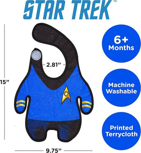 GAMAGO Star Trek Baby Bib for Feeding, Drooling & Teething - Cute Terry Cloth Cover for Newborn Baby Boys & Girls - Officially Licensed Star Trek Merchandise & Collectibles - 6+ Months Old - Unisex in Saudi Arabia