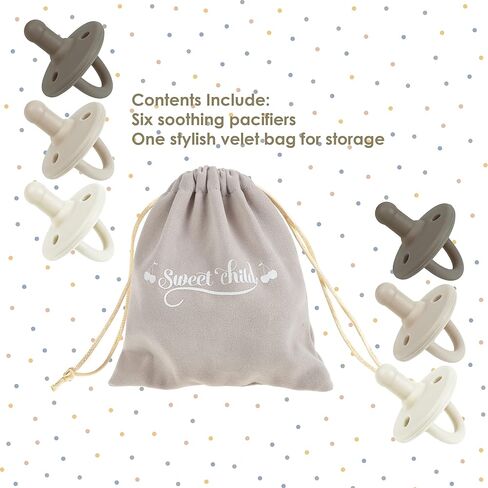 Soothie Pacifiers 0-18 Months, Set of 6 Ultra-Light Silicone Binkies with Collapsible Handle & 3 Air Holes for Added Safety, Best Newborn Pacifiers for Baby Boys Or Girls (Mulberry) in Saudi Arabia