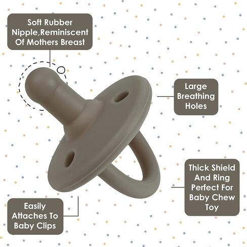 Soothie Pacifiers 0-18 Months, Set of 6 Ultra-Light Silicone Binkies with Collapsible Handle & 3 Air Holes for Added Safety, Best Newborn Pacifiers for Baby Boys Or Girls (Mulberry) in Saudi Arabia