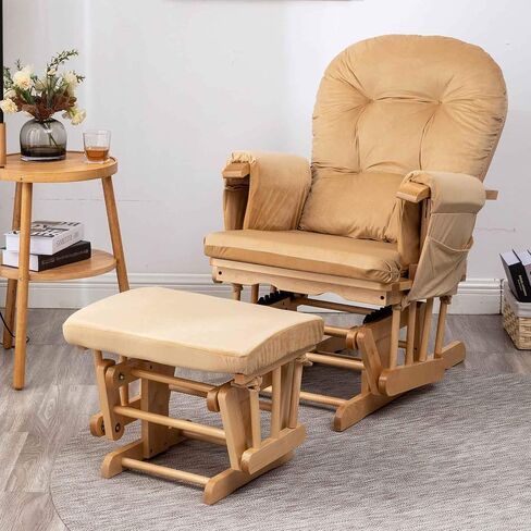 وسائد بديلة من Paddie Glider Rocker مع مساحة تخزين مخملية قابلة للغسل وغير قابلة للانزلاق للكرسي الهزاز المنزلق، 5 قطع، رمادي داكن in Kuwait