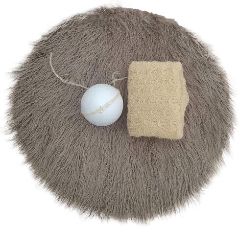 Newborn Photo Props Faux Fur Round 23.6 inch Soft Baby Boy Girl Photo Blanket Studio Photo Mat (Mint) in Kuwait