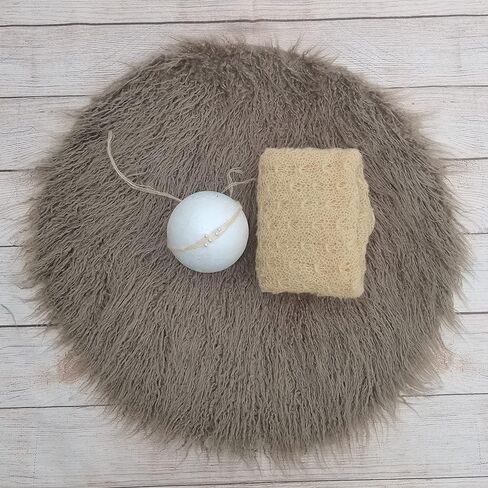 Newborn Photo Props Faux Fur Round 23.6 inch Soft Baby Boy Girl Photo Blanket Studio Photo Mat (Mint) in Kuwait