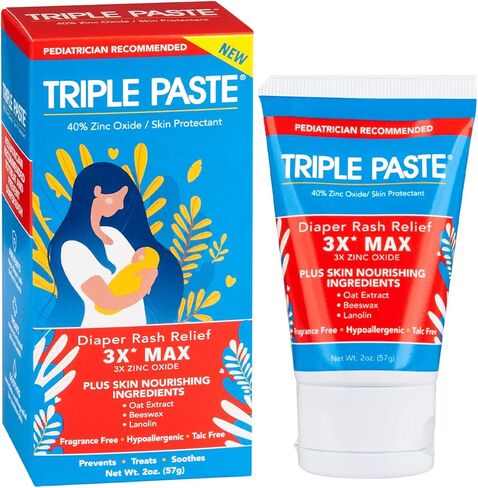 Triple Paste 3X Max Diaper Rash Ointment, Maximum Strength Zinc Oxide Ointment for Severe Diaper Rash, 2 oz Tube in Saudi Arabia
