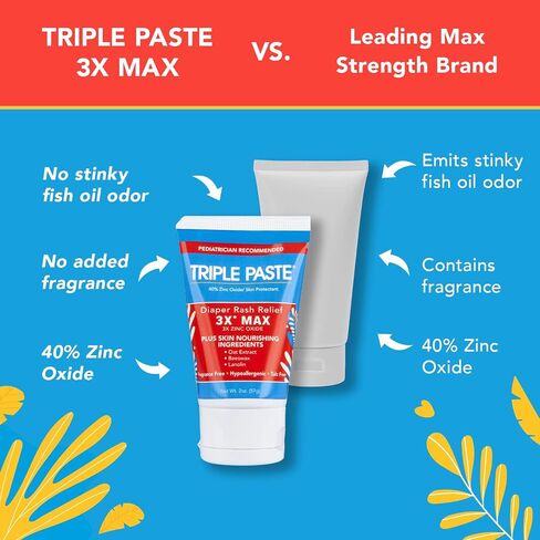Triple Paste 3X Max Diaper Rash Ointment, Maximum Strength Zinc Oxide Ointment for Severe Diaper Rash, 2 oz Tube in Saudi Arabia