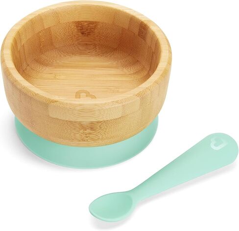 Munchkin® Bambou™ Suction Bowl and Silicone Spoon for Babies and Toddlers, Non-Toxic Bamboo in Saudi Arabia