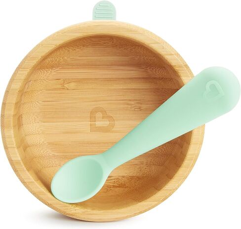 Munchkin® Bambou™ Suction Bowl and Silicone Spoon for Babies and Toddlers, Non-Toxic Bamboo in Saudi Arabia