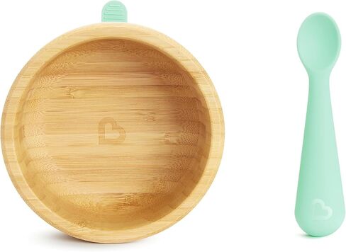 Munchkin® Bambou™ Suction Bowl and Silicone Spoon for Babies and Toddlers, Non-Toxic Bamboo in Saudi Arabia
