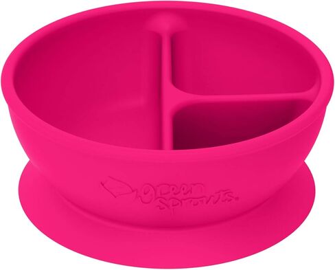 green sprouts Learning Bowl | Helps toddler develop independent eating skills | Heat-resistant silicone, Suction cup base with easy-release tab, 3 sections marked to measure portions, Dishwasher safe in Kuwait