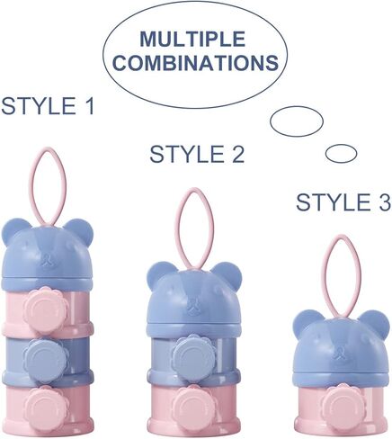 AMOCHY 3 Layers Stackable Formula Dispenser,Portable Formula Container with Carry Handle for Travel,Non Spill Stackable Snack Storage Container 13OZ in Kuwait