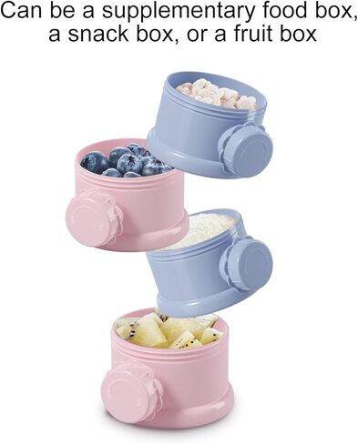 AMOCHY 3 Layers Stackable Formula Dispenser,Portable Formula Container with Carry Handle for Travel,Non Spill Stackable Snack Storage Container 13OZ in Kuwait