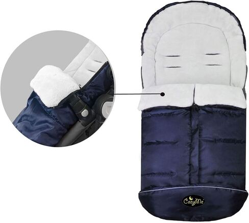 CozyMe 3 in 1 Winter Outdoor Tour Toddler Universal Stroller Sleeping Bag, Waterproof Footmuff, Length/Height/Temperature Adjustable Baby Bunting Bag, Black in Saudi Arabia