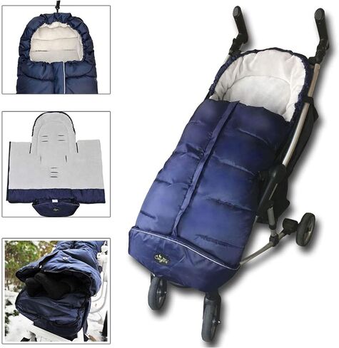 CozyMe 3 in 1 Winter Outdoor Tour Toddler Universal Stroller Sleeping Bag, Waterproof Footmuff, Length/Height/Temperature Adjustable Baby Bunting Bag, Black in Saudi Arabia