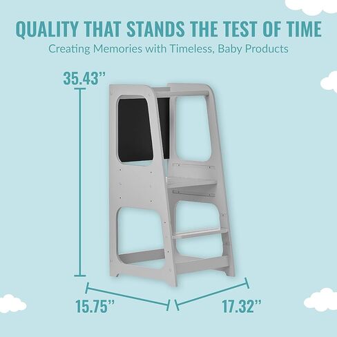 Explora Tower & Step Stool in Black, Anti-Slip Base, Multipurpose Kids Step Stool, 3 Platform Heights, Chalkable Black Board in Kuwait