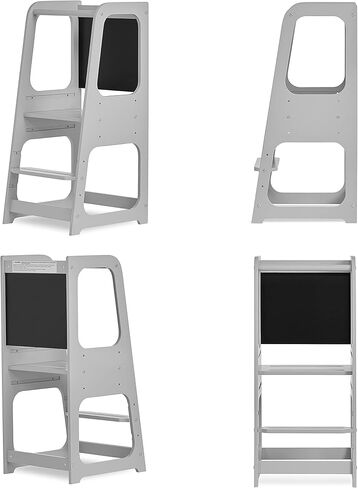 Explora Tower & Step Stool in Black, Anti-Slip Base, Multipurpose Kids Step Stool, 3 Platform Heights, Chalkable Black Board in Kuwait