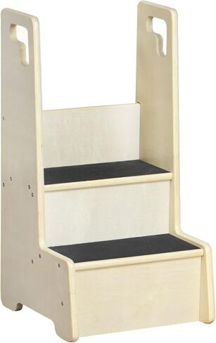 RRI Goods 2 Step Up Stool for Toddlers and Kids with Support Handles and Non Slip, Montessori Wooden Reach Up Safety Steps for Bathroom, Kitchen [Black] in Kuwait