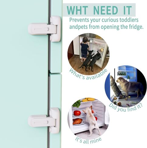 Updated Baby Safety Proof Fridge Latch Lock to Keep Door Closed,Child Proof Refrigerator/Fridge/Freezer Door Lock for Toddlers and Kids,no Tools Need or Drill (Grey-1pcs) in Saudi Arabia