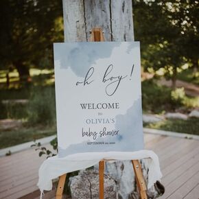 Baby Shower Sign, Welcome Sign Baby Shower, Oh Boy Baby Shower Welcome Sign, Dusty Blue Minimalist Baby Shower Sign, Simple Modern Shower Welcome Sign, MIO2 in Saudi Arabia