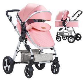 Blahoo Baby Stroller for Newborn, 2 in1 High Landscape Stroller, Foldable Aluminum Alloy Pushchair with Adjustable Backrest.Adjustable Awning